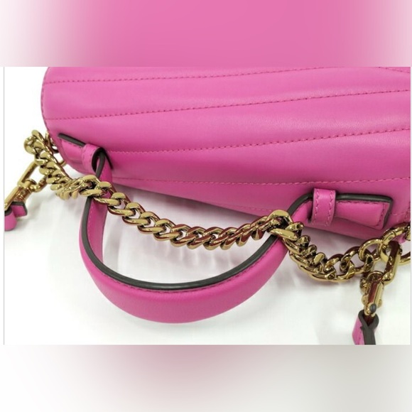 Tory Burch Kira Chevron Convertible Shoulder Bag Top Handle Bag PINK - Picture 7 of 11